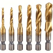 Resim 6 Parça Matkap ve Kombinasyon Uç Seti - Yüksek Hızlı M3, M4, M5, M6, M8, M10 Diş Açma, Havşa Delme ve Hassas Delik Açma İçin Dayanıklı Araç - DIY ve Profesyonel Kullanım 