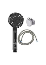 Resim Ahlez Maxima Siyah 5 Fonksiyonlu Duş Başlığı + Hortum + Mafsal Siyah 