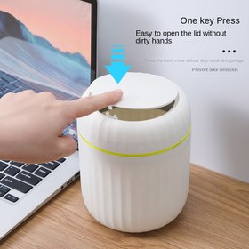 Resim 1'li Paket PP Plastik Basınçlı Kapaklı Masa Çöp Kutusu, Tek Dokunuşlu Kapağı, Koku Kontrollü Kabartmalı Tasarım, Ofis Ev Masası, Oturma Odası, Çalışma Odası İçin - Beyaz ve Sarı Detaylar, Mini Masa Çöpi, Masa Düzenleyici, Modern Çöp Kovası, Kolay Temizlenebilir Yüzey, Dayanıklı Plastik 
