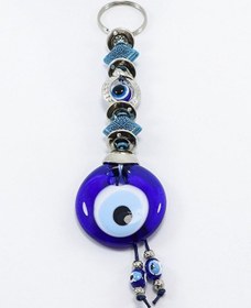 Resim Çerçeveli Nazar Desenli El Yapımı Cam Nazar Boncuklu Anahtarlık, 