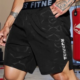 Resim 1 adet Erkek Rahat Atletik Şort - Hızlı Kuruyan Nefes Alabilen Polyester, Yaz Açık Konforlu Jogging Pantolon, Dokuma Olmayan Elastik Kumaş, Bahar ve Yaz Fitness Basketbol ve Açık Hava Aktiviteleri için Uygun, Makinede Yıkanabilir, Geometrik Desen, Spor Stili, Normal Fi 