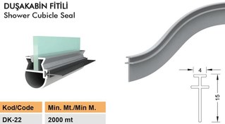 Resim Duşakabin Cam Fitili Duşa Kabin Plaksi Fitili Dk-22-Şeffaf-10 Metre 