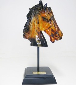 Resim MİSSİ ÖZEL EL YAPIMI DEKORATİF AMBER AT BÜST/HEYKEL 