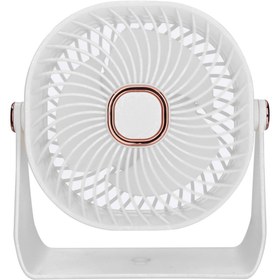 Resim Wexta Beyaz Taşınabilir Şarjlı Masaüstü Ev Ofis Araç Soğutucu Oynar Başlık Fan Pervane Vantilatör 