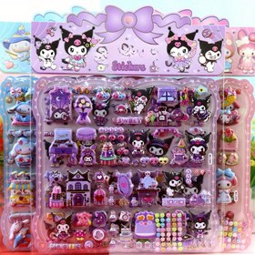 Resim SANRIO 3D Sticker Set, Cute Kuromi, Melody, for Cinnamoroll, Cartoon Design, Sweet Purple Series, Assorted Patterns, Glossy PVC, Irregular Shapes, DIY Journal, Gift Wrapping, Phone Case Decoration 