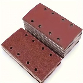 Resim 10 Adet Dikdörtgen Cırt Cırt Zımpara Levhaları 93x185mm, Çok Taneli Alüminyum Oksit Aşındırıcı Pedler 8 Delikli, Manuel Zımpara Cilalama ve Parlatma İçin, Elektrikli Alet Gerekmez 