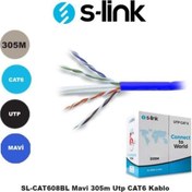 Resim Sl-Cat608Bl Cat6 305 Metre 24 Awg Utp Mavi Kablo S-Link