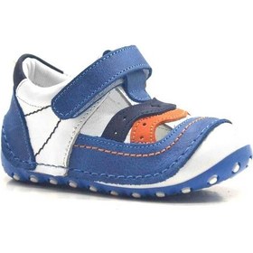 Resim Hapshoe Hakiki Deri Mavi Cırtlı Erkek Bebek Ilk Adım Ayakkabı Mavi 