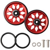 Resim Hombey Brompton İçin Cnc Aluminyum kolay Takım Çalıştırma Yardımcı Tekerlekleri Kırmızı, Çift 