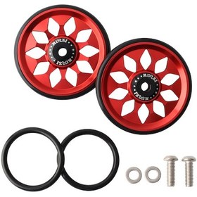 Resim Hombey Brompton İçin Cnc Aluminyum kolay Takım Çalıştırma Yardımcı Tekerlekleri Kırmızı, Çift 