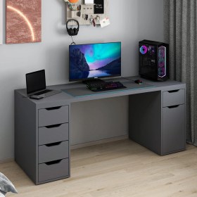 Resim Alen 180 cm 5 Çekmeceli Dolaplı Çalışma & Oyuncu Masası - Antrasit 