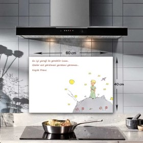 Resim Decorita Küçük Prens Desenli Cam Ocak Arkası Koruyucu 