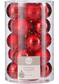 Resim Yuvarlak Cam Yılbaşı Süsü Kırmızı 10'lu 6 Cm 