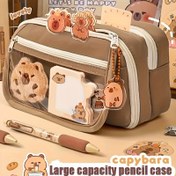 Resim 9 Katmanlı Büyük Kapasiteli Capybara Kalem Kutusu, Ücretsiz Capybara Rozeti & Stickerlar - Sevimli Hayvan Tasarımı, Dayanıklı Kumaş, Okul, Üniversite, Ofis Malzemeleri Organizasyonu için Çoklu Bölmeler, Üniversite Gereçleri Çantası, Eğlenceli Tasarım, Dayanıklı Kumaş Çanta 