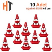 Resim Hayat Trafik Kedi Gözlü Altıgen Trafik Konisi 65 cm Trafik Dubası-10 Adet 