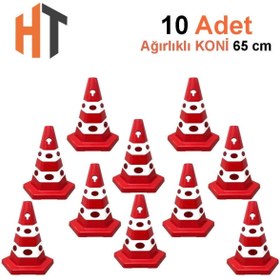 Resim Hayat Trafik Kedi Gözlü Altıgen Trafik Konisi 65 cm Trafik Dubası-10 Adet 