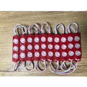 Resim 12 Volt 3 Lü 3 Watt Geniş Lensli 3030 Modül Led 10 Adet Kırmızı 