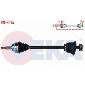 Resim Renault Megane I Ba0/1 1.9 Dt Abslı 44 Dıs Uzunluk 654mm 1996-2003 Komple Aks Sol Ön 77 00 111 920 