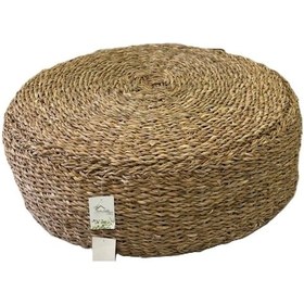 Resim Dekoratif Yuvarlak Naturel Hasır Yassı Puf Minder 60x20cm Kahve 