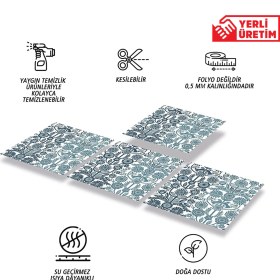 Resim Tink Kendinden Yapışkanlı Mavi Kuş Desenli Pvc Karo 30X30 cm (4 Adet) 0,36 M2 