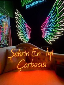 Resim Şehrin En İyi Çorbacısı Yazılı Neon Tabela Turuncu 