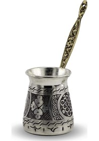 Resim Kalın İşlemeli Kalaylı Bakır Cezve 250 ml 