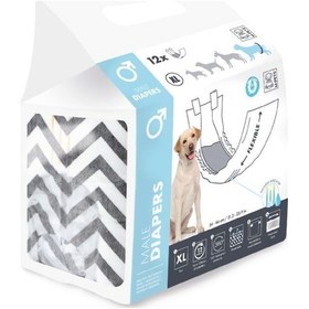 Resim M-Pets Diapers Erkek Köpekler İçin Külot Xlarge 12'li 