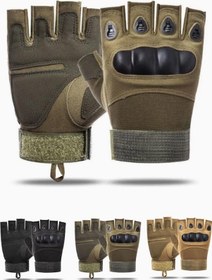 Resim Single Sword Yarım Parmak Taktik Bisiklet Motosiklet Eldiveni 