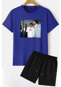 Resim Uyguntarz Müslüm Baskılı Şort T-shirt Eşofman Takımı Mavi 