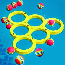 Resim 1 Takım 10 Top + 3'üncü Üçgen Pano ile Aile Buluşması Su Sporları Havuz Oyuncakları, Atma Oyunu Matı Küçük Toplu Masa Oyunu - Dayanıklı ve Güvenli Atma Oyunu | Su Koordinasyonu Yüzme Havuzu Su Sporları Yüzen Havuz Oyuncağı 