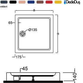 Resim Kare Monoblok Duş Teknesi | Sanacryl - 90x90 / Kırmızı / Düz 