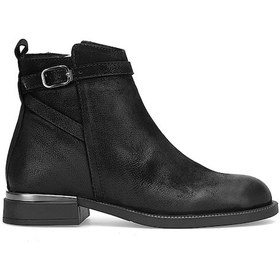 Resim Mammamia D25kb-8380 Kadın Hakiki Nubuk Deri Topuklu Bot Siyah Siyah 