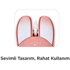 Resim Torima Kablosuz Tavşan Kulaklı Sessiz Mouse 1200 DPI Optik Kablosuz Fare TM-21 Pembe 