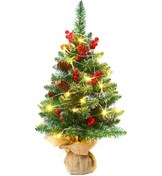 Resim Reedark Parlak Led Işıklı 24 İnç Mini Noel Ağacı - Pille Çalışan, Dekoratif Masalık 45cm/60cm Çok Renkli 