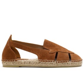 Resim Women's Tan Suede Leather Espadrille 