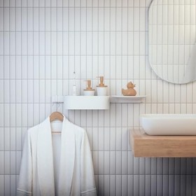 Resim hansgrohe WallStoris duş rafı, duş rafı, lavabo, banyo aksesuarı, banyo aksesuarı, delme gerektirmez, mat beyaz 