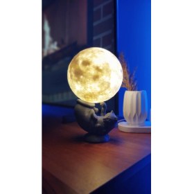 Resim Dorden 3D Dekoratif Kedi Masa & Gece Lambası Masa Lambası 