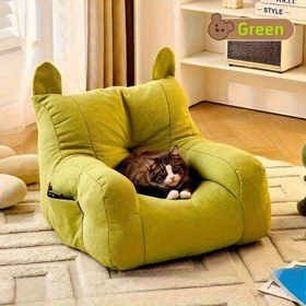 Resim Yumuşak Karakterli Kedi Kanepe - 1 Adet, Tüm Mevsimler İçin Rahat Evcil Hayvan Mobilyası, Kolay Çıkarılabilir, Dayanıklı Polyester ve Peluş Dolgulu, Oturma Odası veya Yatak Odası için Sevimli Dekorasyon, Köpek Kafesi Konfor Matı, Kolay Çıkarılabilen Örtü, Ürün Kodu: WGLG-186pcs 