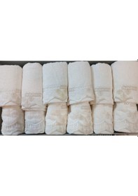 Resim Özdilek Beyza Güpürlü 12 'li Havlu Seti Krem Krem 