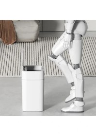 Resim Sensörlü Çöp Kovası 18 Litre Kızılötesi Sensörlü Otomatik Kapak Sessiz & Antibakteriyel Beyaz 