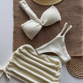 Resim Kadın Yüzme Kıyafeti Üç Parçalı Bikini Takımı 