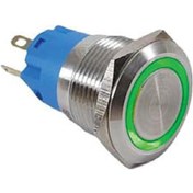 Resim 19mm Metal Kalıcılı Halka Ledli 1no/1nc 12-24v Yeşil 