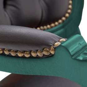 Resim Mobilya Baba Antik Ahşap Klasik Ofis Çalışma Koltuğu Turkuaz Makam Koltuğu 