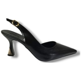 Resim C-shoes Bç93-26 Yıkama Cilt İnce Topuk Arkası Açık Kadın Stiletto 8cm Siyah 
