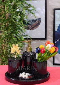 Resim MIARIK DESIGN & DEKORASYON Dekoratif Mermer 5 Li Banyo Seti Takımı 