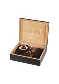 Resim Cedar Alman Puro Kutusu Humidor Seti Siyah 25's 