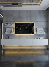 Resim Resital Ledli Duvara Monte Tv Sehpası - Beyaz - W6021-1 Beyaz 