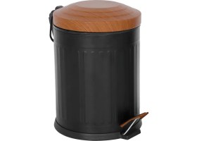 Resim Eforeca Ahşap Vintage Çöp Kovası Çizgili Siyah 5 Lt 