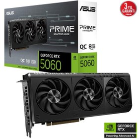 Resim ASUS PRIME-RTX5060-O8G-NVIDIA-GEFORCE-RTX 5060-8GB GDDR7-128bit--HDMI-3xDP-DLSS3 EKRAN KARTI 
