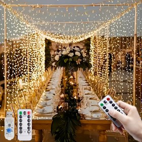 Resim 1 adet 600LED 6M*3M/19.6Ft*9.8Ft USB Perde Işıkları Noel Garland Peri Işığı Festoon Uzaktan Kumandalı Led Işık Ev Yatak Odası Dekorasyon Aydınlatma, Noel, Düğünler, Sevgililer ve Cadılar Bayramı Dekoru, En İyi Noel için (Pil Olmadan) Cadılar Bayramı Süsleri, Noel Süsleri 